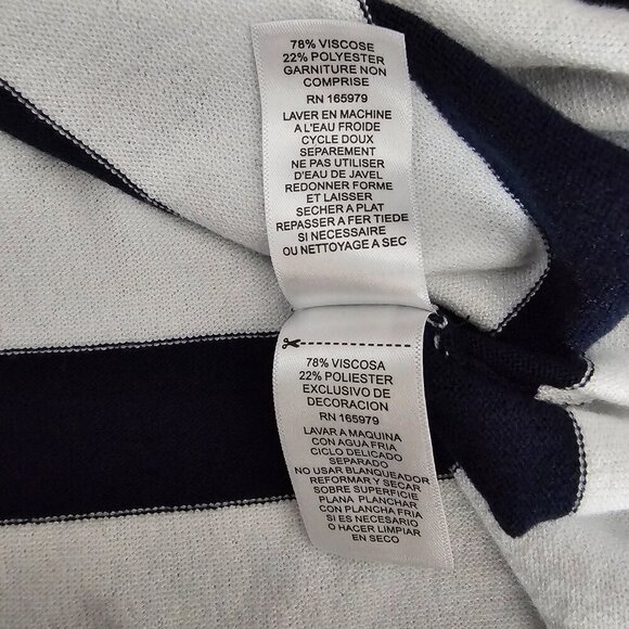 💎Cable & Gauge Knit Stripe Button Detail Navy And White Nautical Sweater Top - Picture 6 of 6